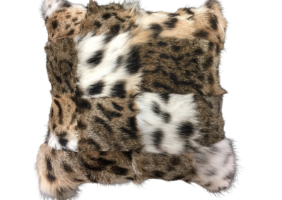 Bobcat patchwork pillow with leather back