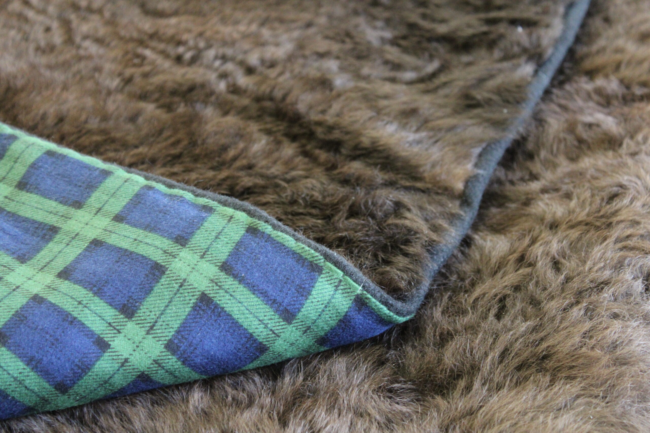 Bison hide blanket with flannel liner by Rug Be Bears