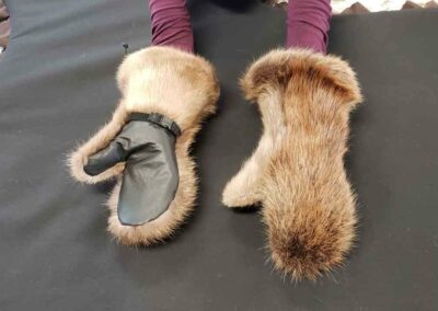 beaver mittens with leather palm